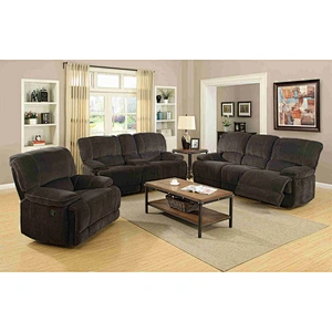 Brown soft flannel fabric living room furniture multi-function belt cup holder seven seats 3+2+1 recliner sofa set