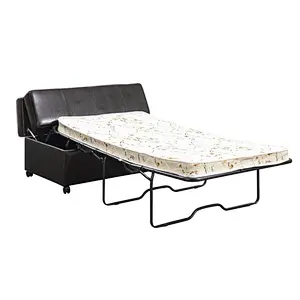 Black leather modern simple high quality portable home small living room Ottoman bed