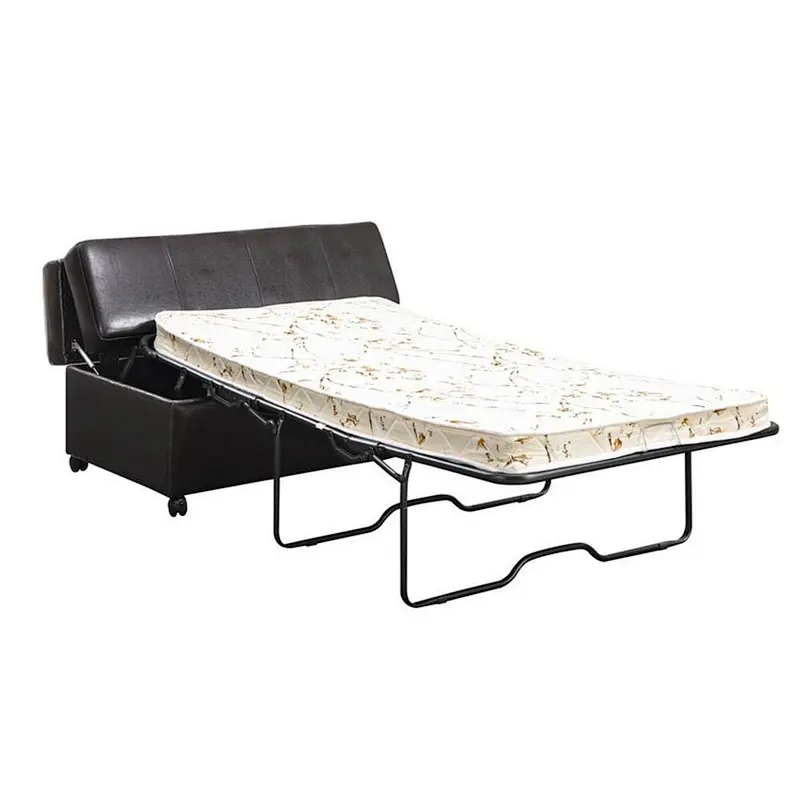 Black leather modern simple high quality portable home small living room Ottoman bed