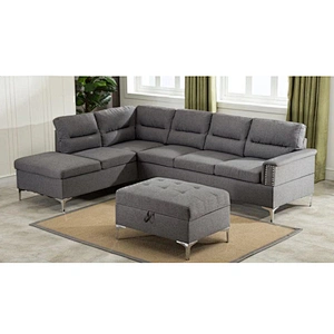2019 new model l shaped sofa living room corner sectional   wholesale sofa with ottoman American  European style sofa