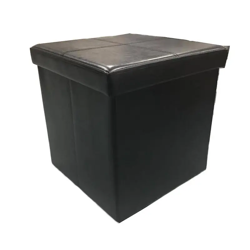 China manufacturer New livingroom furniture Modern fashion PU/PVC Leather square folding storage ottoman stool