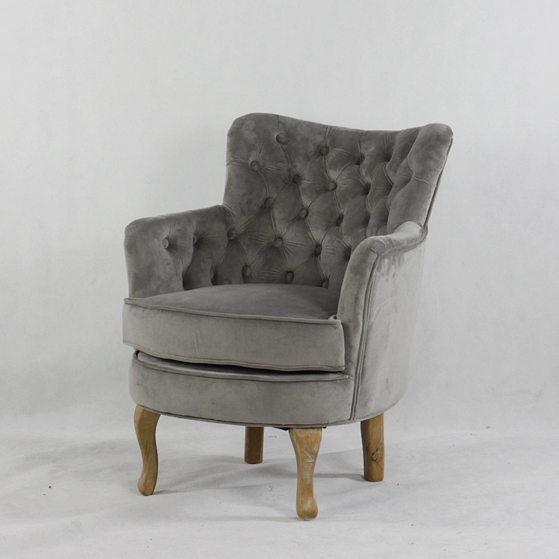 Blue modern luxury style with reasonable pull-button design with armrests wooden living room single chair