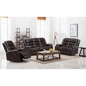 Beige PU leather high quality modern simple and beautiful design multi-function living room 3+2+1 recliner sofa set