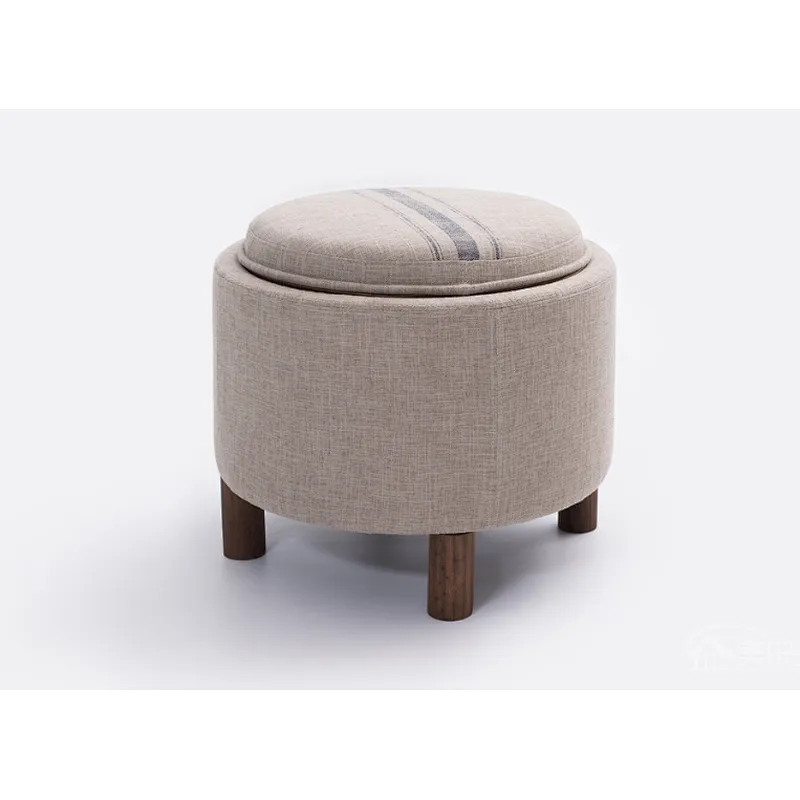 Modern fabric/PU round storage ottoman foot rest stool