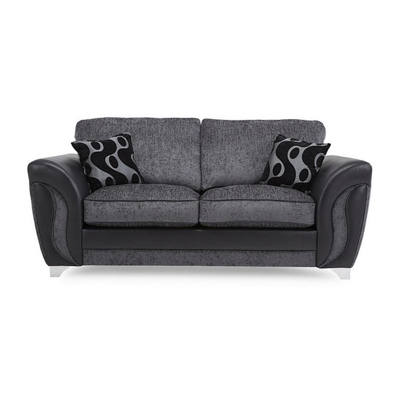 Modern mosaic contrast color leather with chenille soft sponge cushion comfortable double living room large sofa
