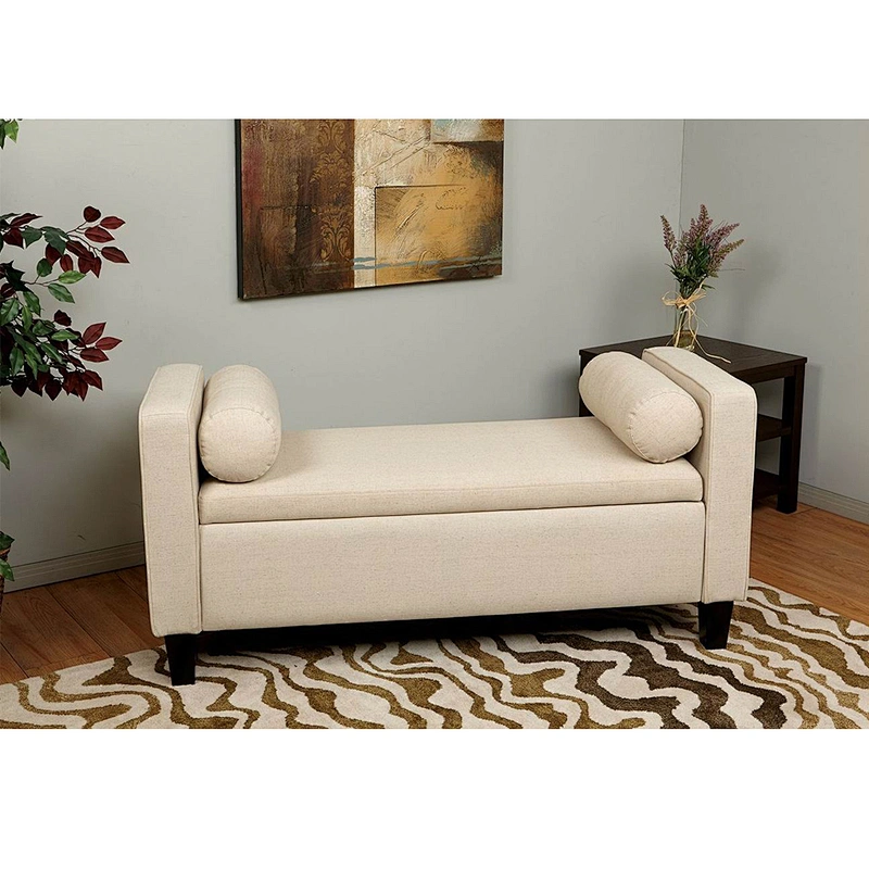 Frank Furniture Long Bench Ottoman Stool Storage Fabric With 2 Pillows Soft Ottoman Storage Bench