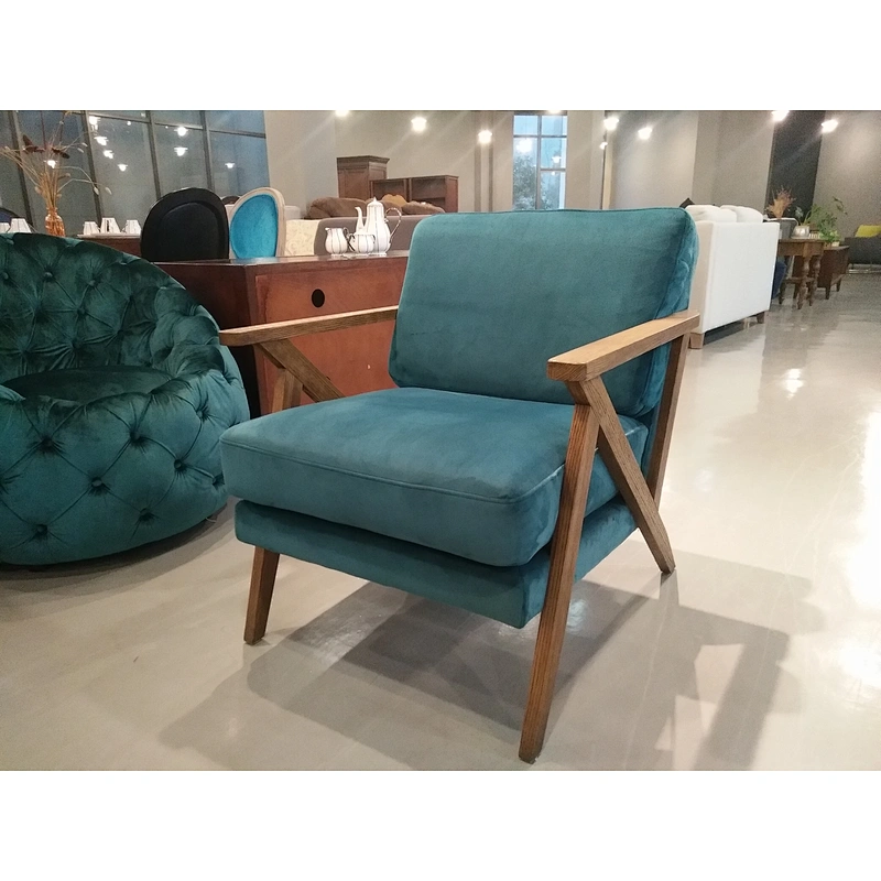 Frank furniture wholesale living room furniture set armrest  velvet fabric wooden KD leisure accent dining chair