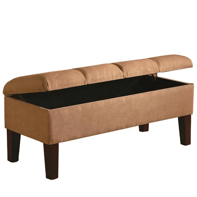 Hot Sale High Quality Modern Style Blue Linen Material  Ottoman&Bench With Storage Space For Living Room