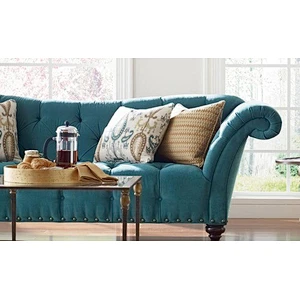 China Furniture factory  Fashion Elegant Blue fabric Chic loveseat sofa