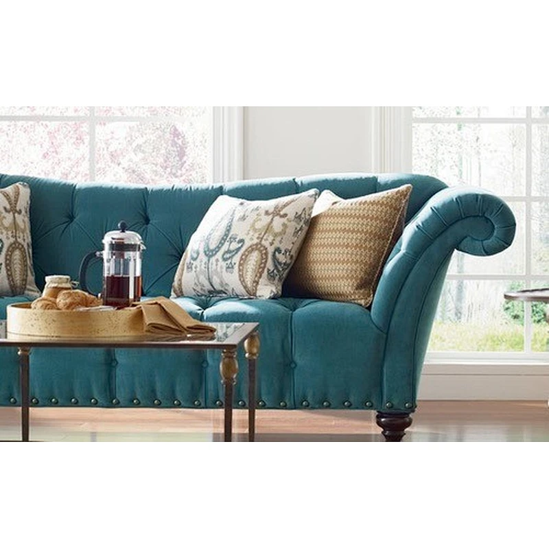 China Furniture factory  Fashion Elegant Blue fabric Chic loveseat sofa