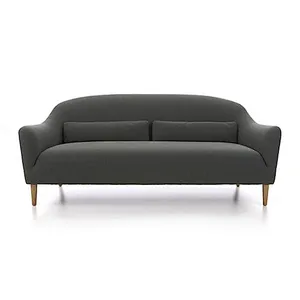Grey soft linen modern minimalist style healthy and comfortable three seat with metal feet living room sofa