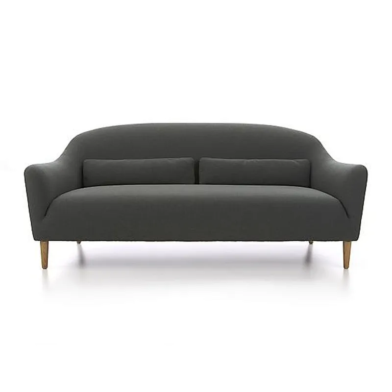 Grey soft linen modern minimalist style healthy and comfortable three seat with metal feet living room sofa