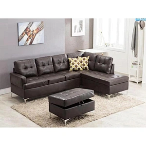 Furniture supplier French style L shaped leather sofa set living room furniture  factory price sofa living room