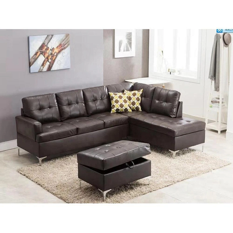 Furniture supplier French style L shaped leather sofa set living room furniture  factory price sofa living room