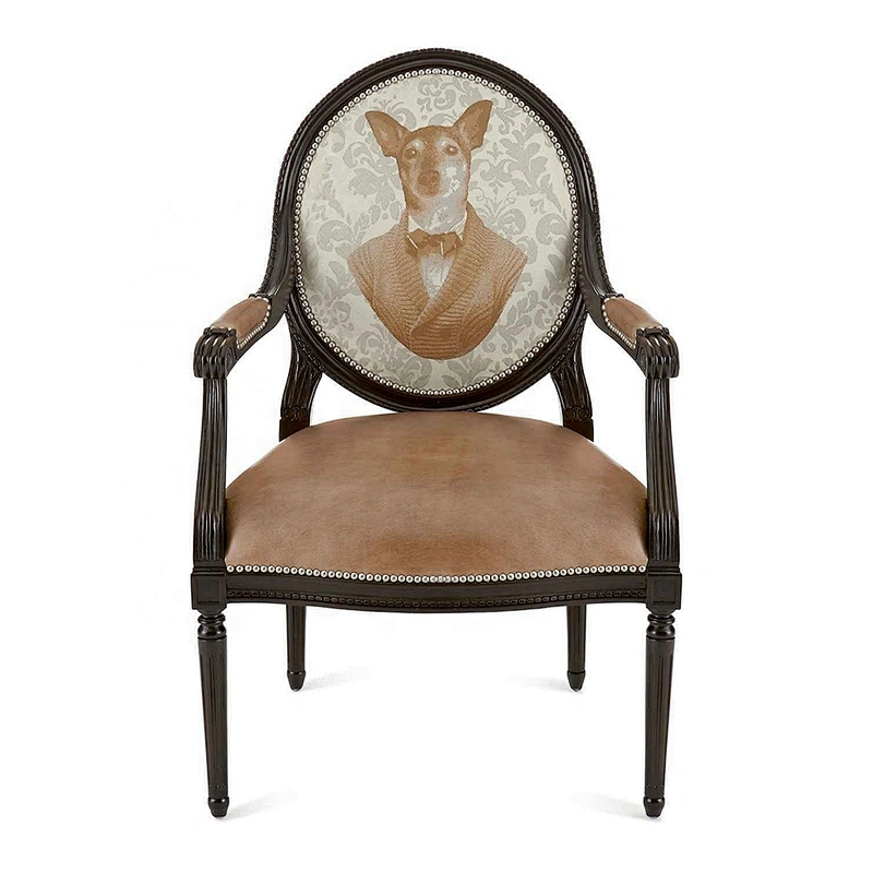 Europe antique china made fabric oak wood dining chairs wood frame living room single chair