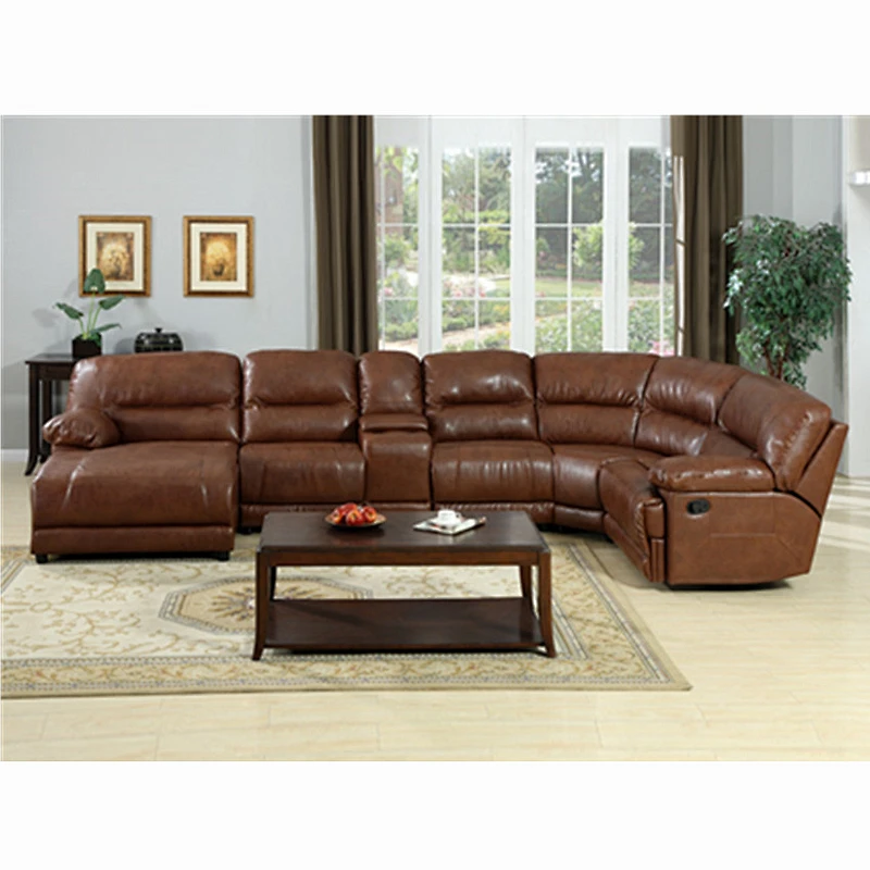 2018 luxury furniture chocolate color Air leather material recliner sofa