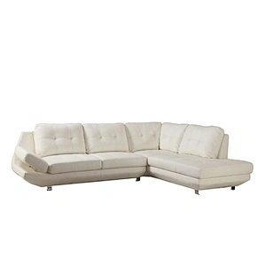 High quality pure white leather manufacturing daily furniture metal feet with double chaise sectional corner sofa