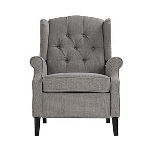 New Model Red Linen High Back Sofa Chair With Buttons For Living Room