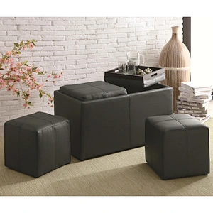 New Fashion storage multifunction ottoman  leather and fabric ottoman stool
