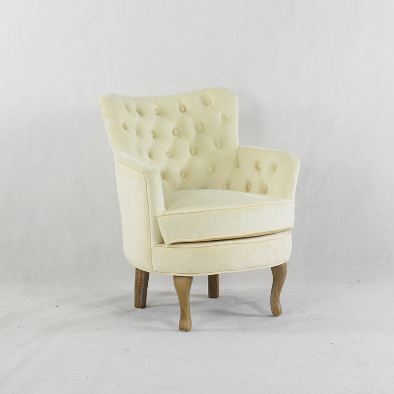 Modern cute style comfortable flannel with healthy pull buckle design wooden living room single chair