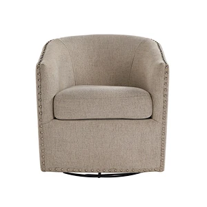 2019 hot selling furniture Modern round simple beige backrest with armrests rotating living room seat chair