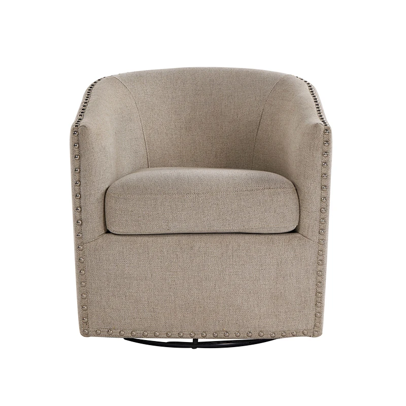 2019 hot selling furniture Modern round simple beige backrest with armrests rotating living room seat chair