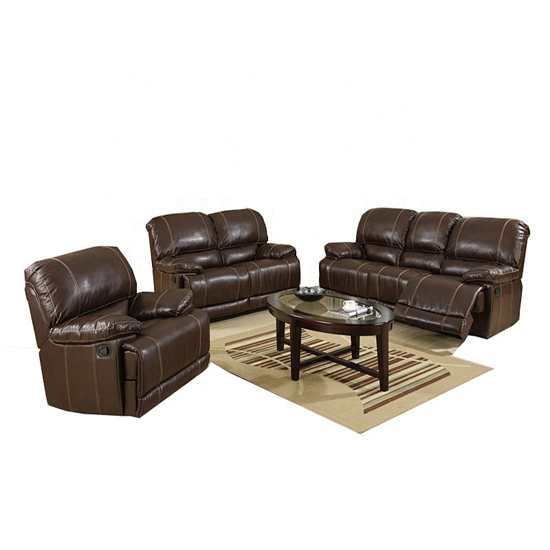 American Style Factory  Supplier Wholesale  Price Living Room Sofa Leather Manual Recliner Sofa