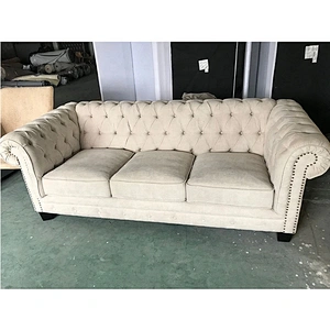 2019 New Product Living Room Pull Buckle Sofa Modern Velvet Fabric Sturdy Leg Sofa