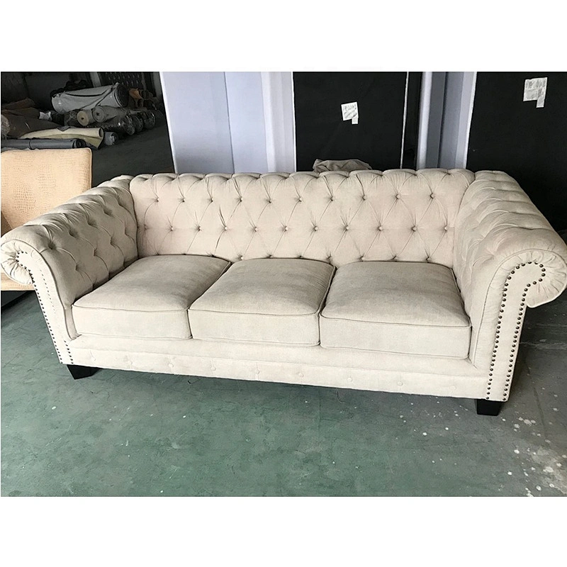2019 New Product Living Room Pull Buckle Sofa Modern Velvet Fabric Sturdy Leg Sofa