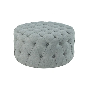 Low price round linen large ottoman coffee table oversized storage ottoman