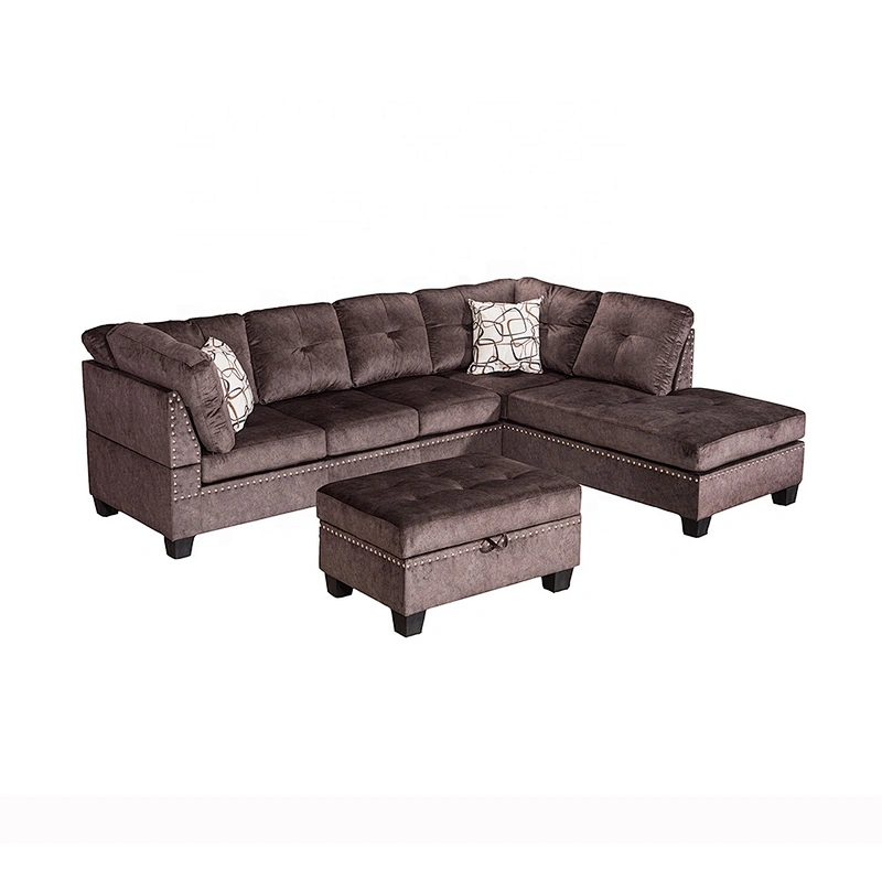Factory cheap sectional corner sofa with cup holder new design leather sofa set corner sofa with chaise lounge home furniture