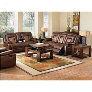 Brown + red leather modern living room furniture trend stitching contrast color design health sponge multifunction recliner