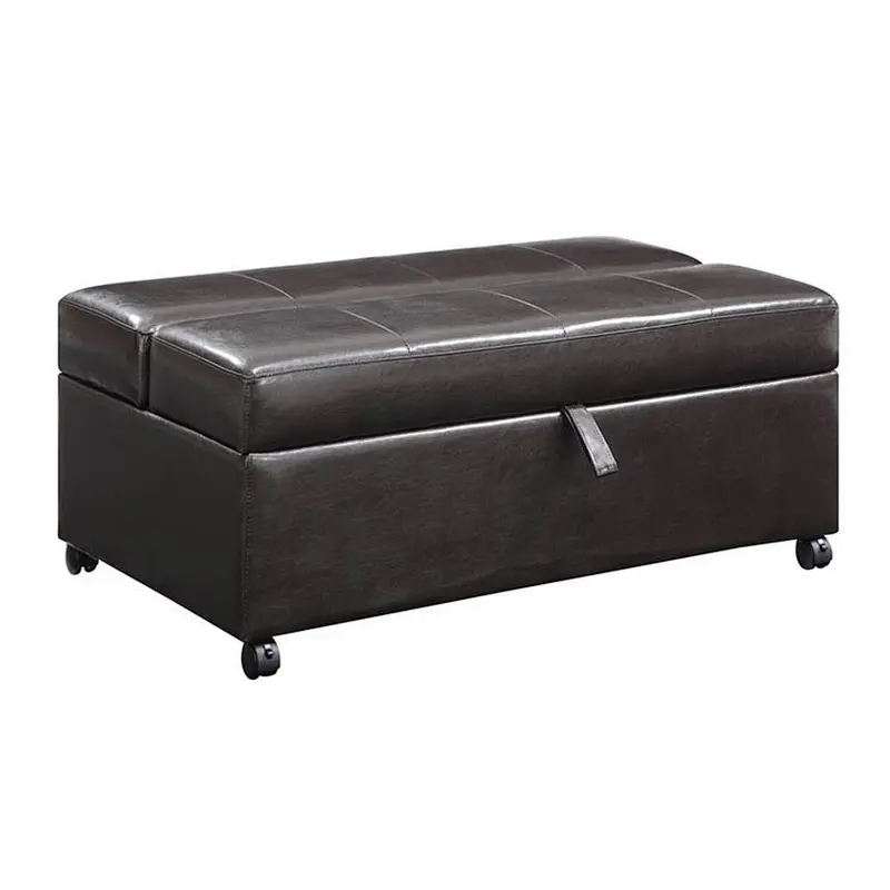 Black leather modern simple high quality portable home small living room Ottoman bed