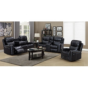 High quality leather recliner with drop down table and console sectional sofa recliner with nails