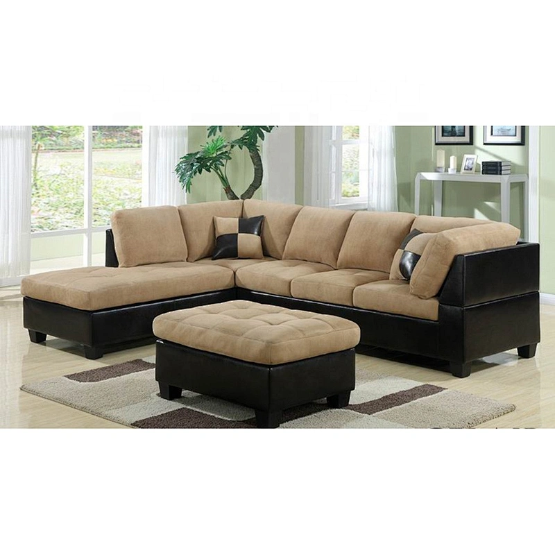 High quality breathable leather with beautiful foam nail storage ottoman comfortable cushion living room large sectional sofa