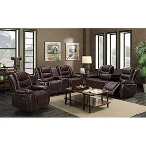 High quality modern living room furniture brown comfortable healthy sponge beautiful multifunctional recliner sofa set