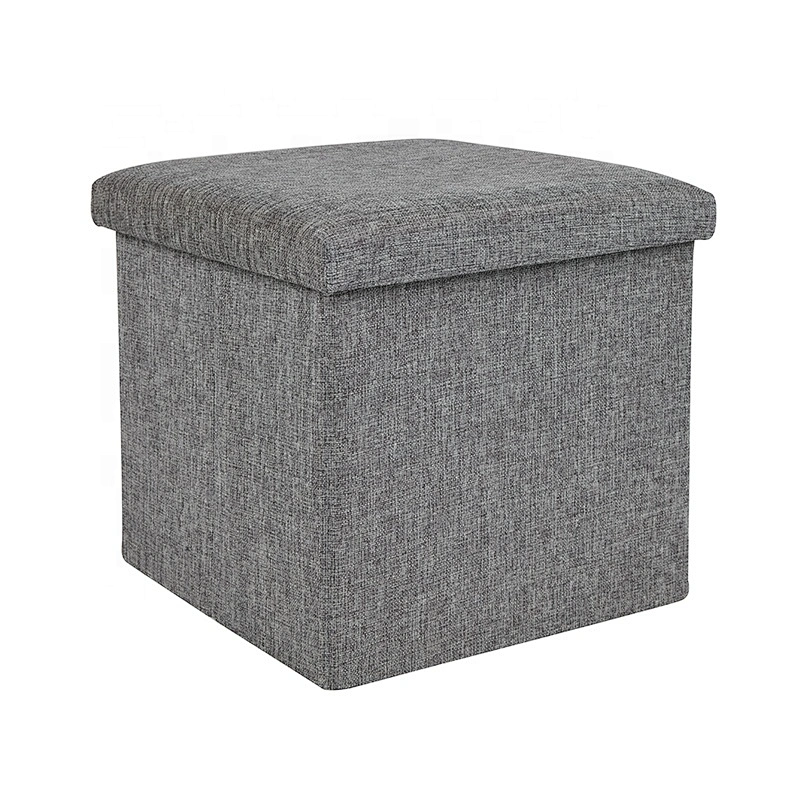 Folding Storage Square Ottoman Seat Stool Box Footrest