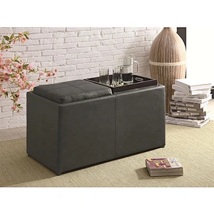 Artificial Leather Factory Wholesale Solid Home Bench Storage Ottoman