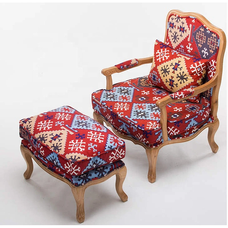 Fancy new modern lisure chair living room lounge chair with ottoman in door fabric chair and ottoman set