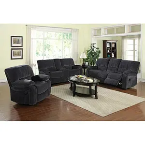 Brown soft flannel fabric living room furniture multi-function belt cup holder seven seats 3+2+1 recliner sofa set