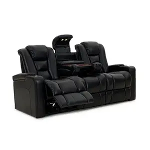 Brown high quality leather beautiful simple and comfortable sponge cushion six seat living room 3+2+1 recliner sofa set