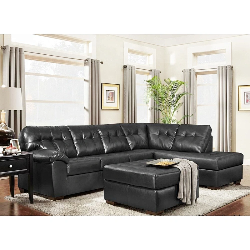 Frank furniture luxury sectional leather sofa and corner sofa european style  modern sofa with chaise lounge and ottoman