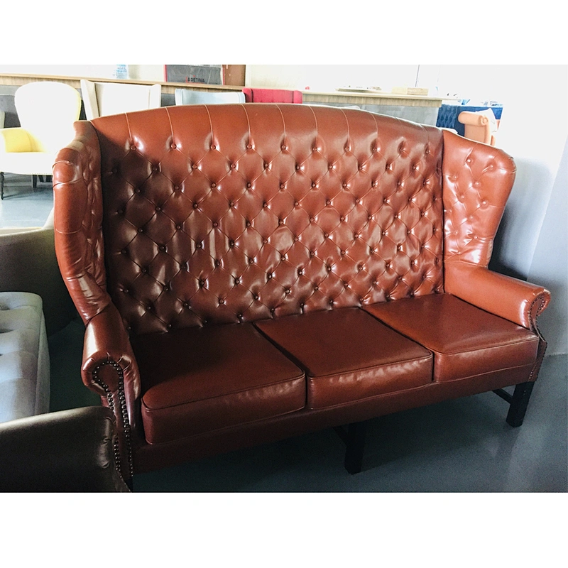 Frank Furniture Royal Luxury Modern Sofa Leather Couch Living Room Sofa High Large Back Pull Back Sofa Set Designs