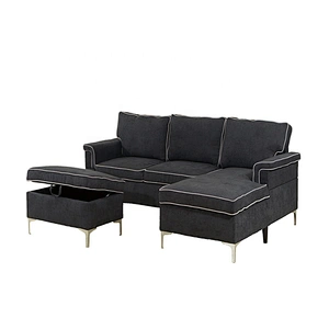 Factory cheap sectional corner sofa with cup holder new design leather sofa set corner sofa with chaise lounge home furniture