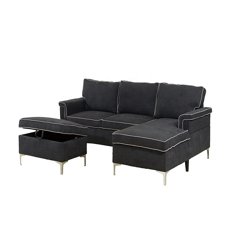 Factory cheap sectional corner sofa with cup holder new design leather sofa set corner sofa with chaise lounge home furniture
