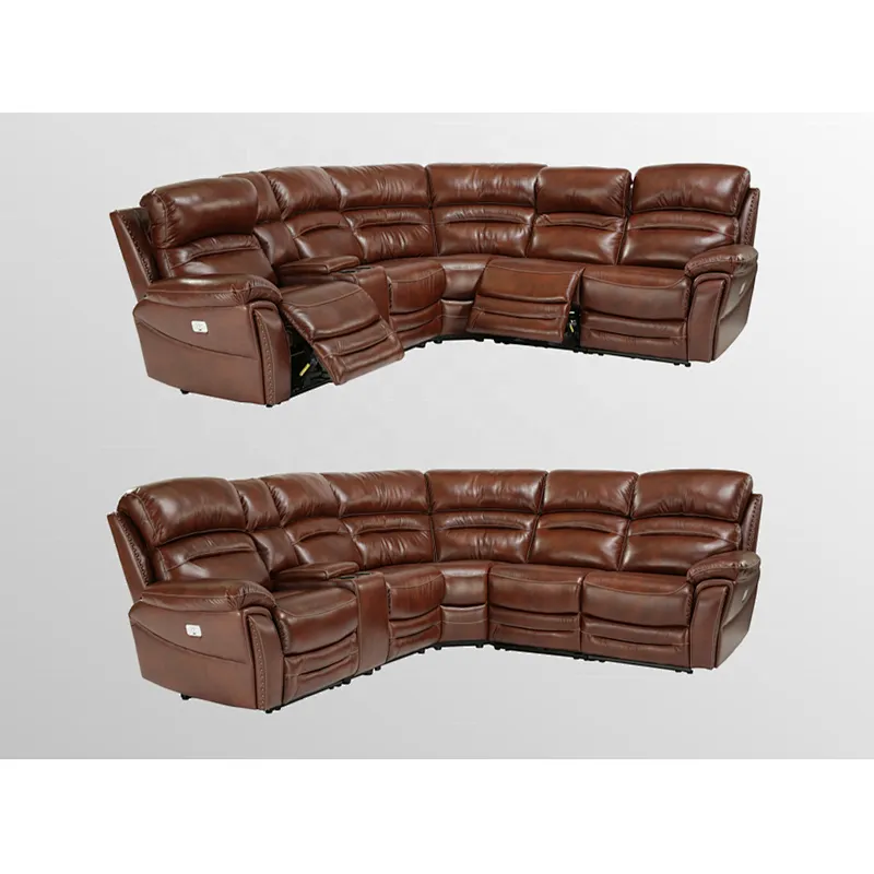 Luxury Style Hot Sale Conner Recliner Leather Sofa Set For Living  Room
