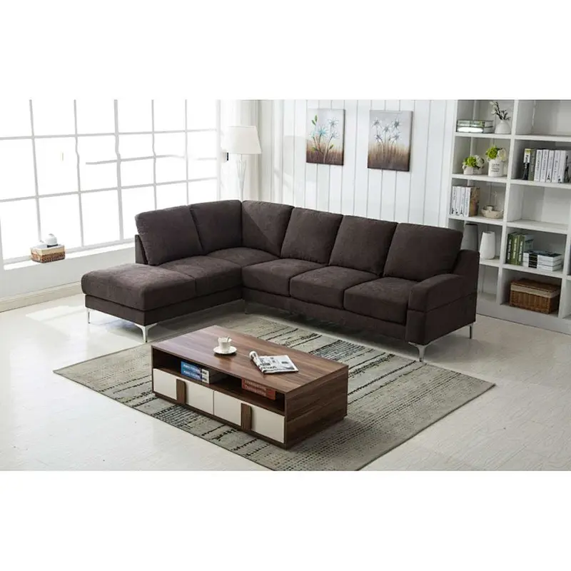 Black comfortable breathable leather with reasonable pull buckle design healthy sponge cushion storage corner sofa