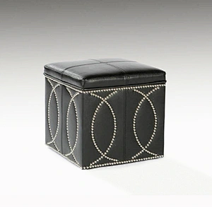 Frank Furniture French Style Ottoman Stool Storage Nail Embellishment Functional Ottoman Storage Bench