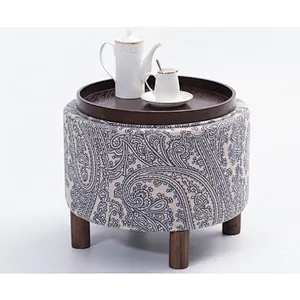 High Quality round storage ottoman OEM leather and fabric round ottoman storage ottoma stool