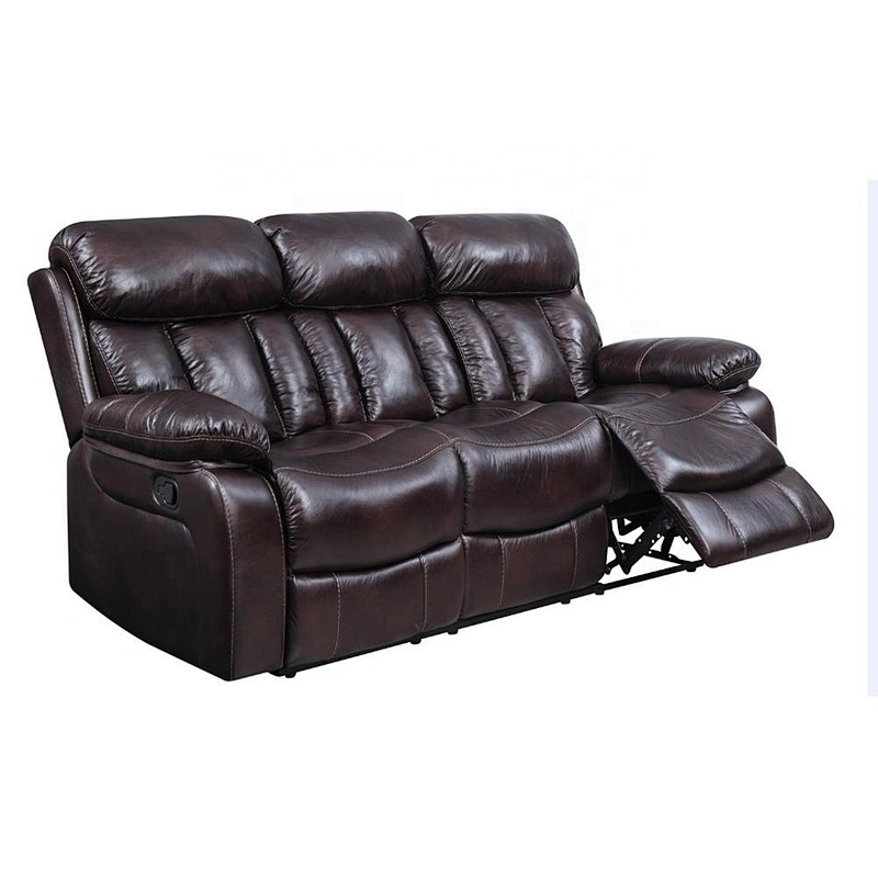 High quality black breathable leather comfortable and healthy sponge beautiful multi-function 3+2+1 recliner sofa